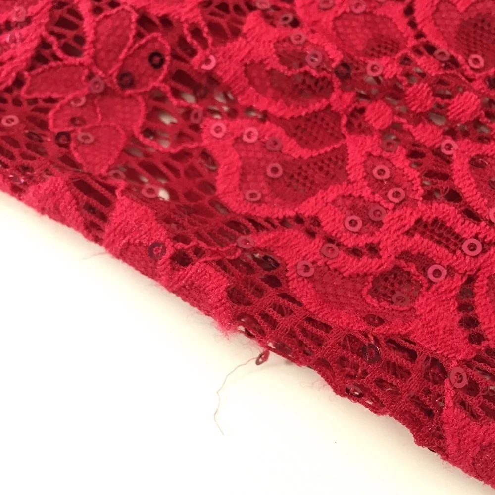 My Michelle Red Lace Sequin Crop Top 11